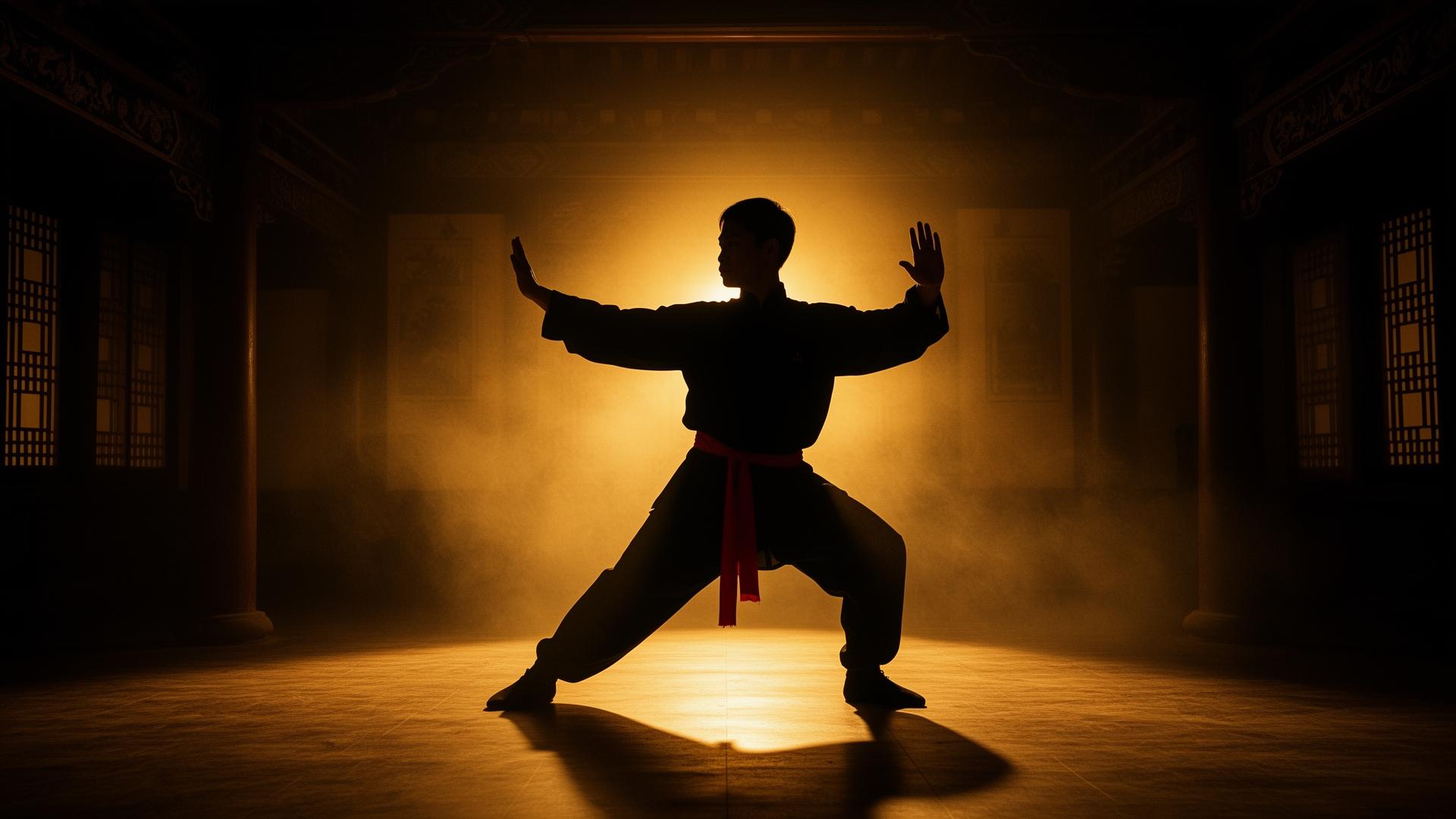 Praticante di Kung Fu Vietnamita in un dojo tradizionale